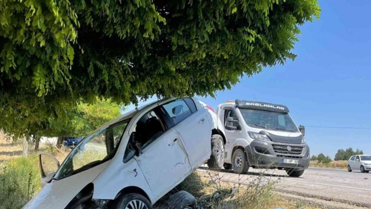 Şarampole girip ağaçlara çarpan otomobilde 1 kişi yaralandı