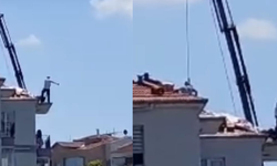 Eskişehir'de ölümle burun buruna çatı tadilatı: Önlem almadan onlarca metre yükseklikte böyle çalıştılar