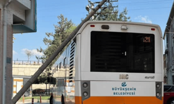 Eskişehir'de belediye otobüsü elektrik direğini devirdi