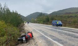 Komşuda kontrolden çıkan motosiklet devrildi