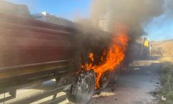 Komşuda seyir halindeki tır alev alev yandı
