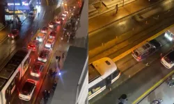 Eskişehir'de akşam trafiği: Araç kuyruğu tramvay yoluna taştı! Sefer aksadı