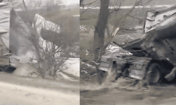 Eskişehir'de kontrolden çıkan tır devrildi