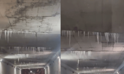 Eskişehir'de alt geçitte oluşan buz sarkıtları tehlike saçıyor