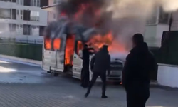 Eskişehir’de okul servisi alev alev yandı!