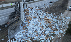 Eskişehir yolunda TIR devrildi: Tonlarca süt yola saçıldı