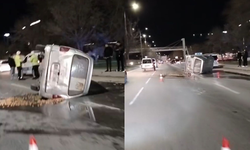 Eskişehir'de korkutan kaza! Minibüs yan yattı