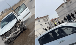 Eskişehir'de kaza yapan otomobil site bahçesine uçtu