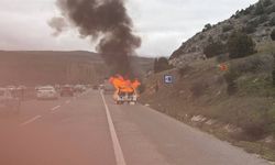 Eskişehir yolunda korku dolu anlar: Bir anda alev aldı