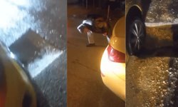 Eskişehir'de çukura giren otomobil yolda kaldı