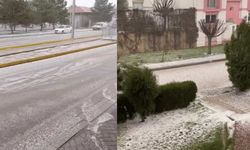 Eskişehir'de dolu yağışı etkili oldu! Bir anda beyaza büründü