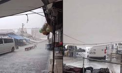 Eskişehir'in bir ilçesinde dolu yağışı: Pazarcı esnafı zor anlar yaşadı