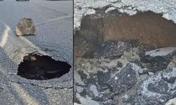 Eskişehir'de yol çöktü