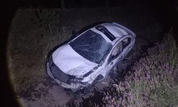 Sulama kanalına düşen otomobil hurdaya döndü: 1'i ağır 2 yaralı