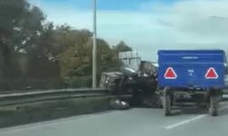 Eskişehir Çevre Yolu'nda traktör devrildi! Trafik durma noktasına geldi
