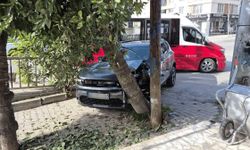Eskişehir’de kontrolden çıkan otomobil önce dolmuşa, sonra ağaca çarptı