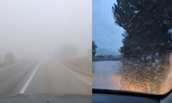Sivrihisar’da sağanak ve sis sürücülere zor anlar yaşattı