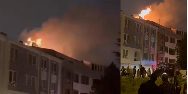 Apartmanın çatı katında korkutan yangı