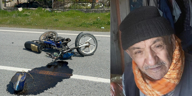 Yaşlı adamın motosiklet kazası güvenlik kameralarına yansıdı