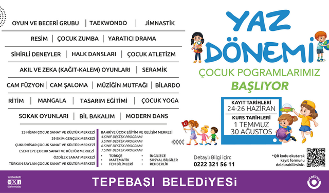 Çocuk programları için kayıt başlıyor