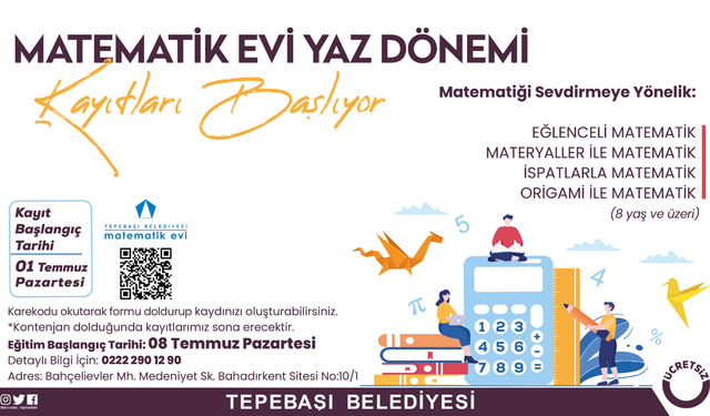 Tepebaşı Belediyesi Matematik Evi’nde yaz dönemi kayıtları başlıyor