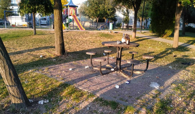 Eskişehir Şehir İsmail Tetik Parkı'nda çöp tepkisi