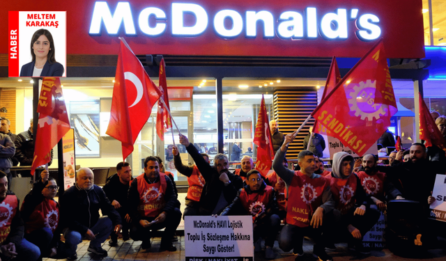 Eskişehir’de işçilerden McDonald’s önünde oturma eylemi