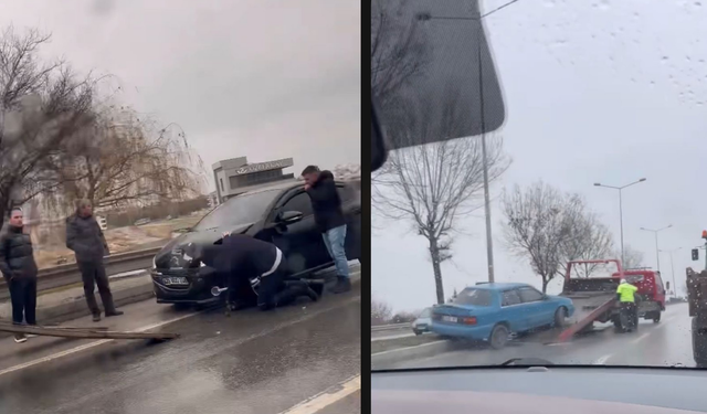 Eskişehir'de kaygan zemin kaza getirdi! Araçlar farklı yönlere savruldu