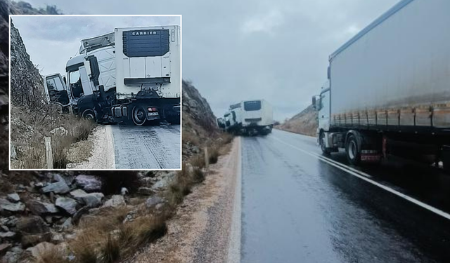 Seyitgazi-Kırka yolunda tır kontrolden çıktı: Devrilmek üzereyken son anda durdu