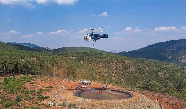 Eskişehir'in komşusuna helikopter destekli yangın havuzu kuruldu