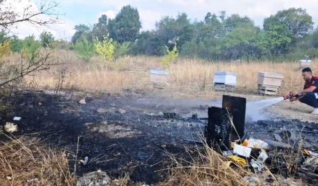 Komşuda arazi yangını korkuttu: Arı kovanları kül oldu