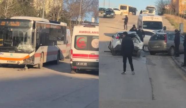 Eskişehir'de belediye otobüsü ile otomobil çarpıştı!
