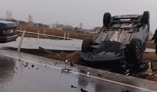 Eskişehir’de korku dolu dakikalar! Otomobil savrularak takla attı