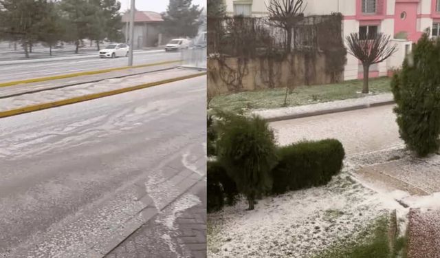 Eskişehir'de dolu yağışı etkili oldu! Bir anda beyaza büründü