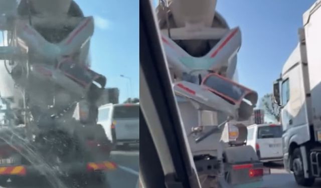 Eskişehir'de beton mikseri betonu yola dökerek ilerledi!