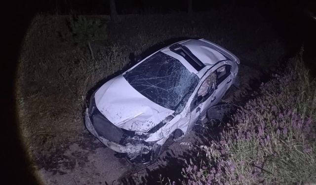 Sulama kanalına düşen otomobil hurdaya döndü: 1'i ağır 2 yaralı
