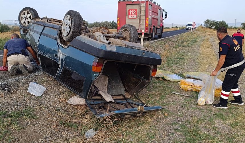 Komşuda kontrolden çıkan otomobil takla attı: 1 yaralı