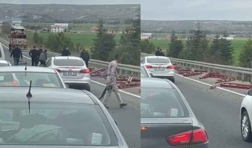 Eskişehir'de facianın eşiğinden dönüldü: Profil demirler yola savruldu