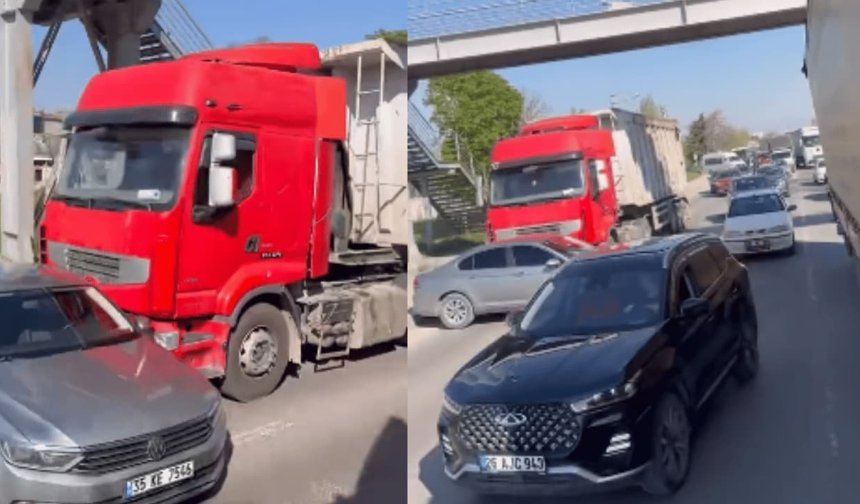 Eskişehir'de tır ve otomobil çarpıştı: Trafik tıkandı