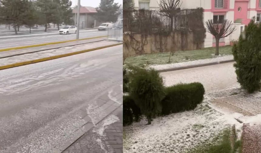 Eskişehir'de dolu yağışı etkili oldu! Bir anda beyaza büründü