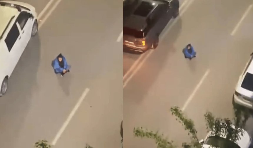 Eskişehir'de şaşırtan olay: Kadın yol ortasında oturdu