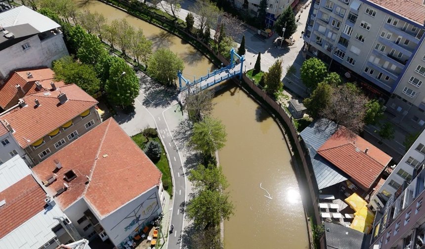 Porsuk Çayı'nda bir değişim daha! Kahverengiye büründü