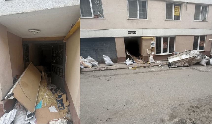 Eskişehir'de 1 ay sonra evine gelince şok oldu! Apartman adeta çöplüğe döndü