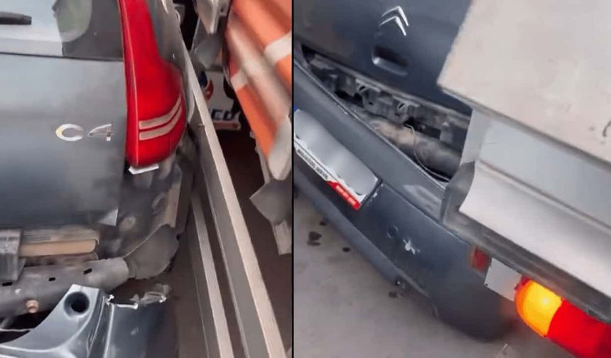 Eskişehir’de dar sokaktan geçen kamyon park halindeki aracı ezdi