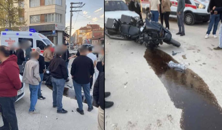 Eskişehir'de otomobille çarpışan motosikletli yola savruldu
