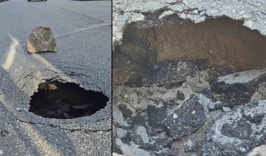 Eskişehir'de yol çöktü
