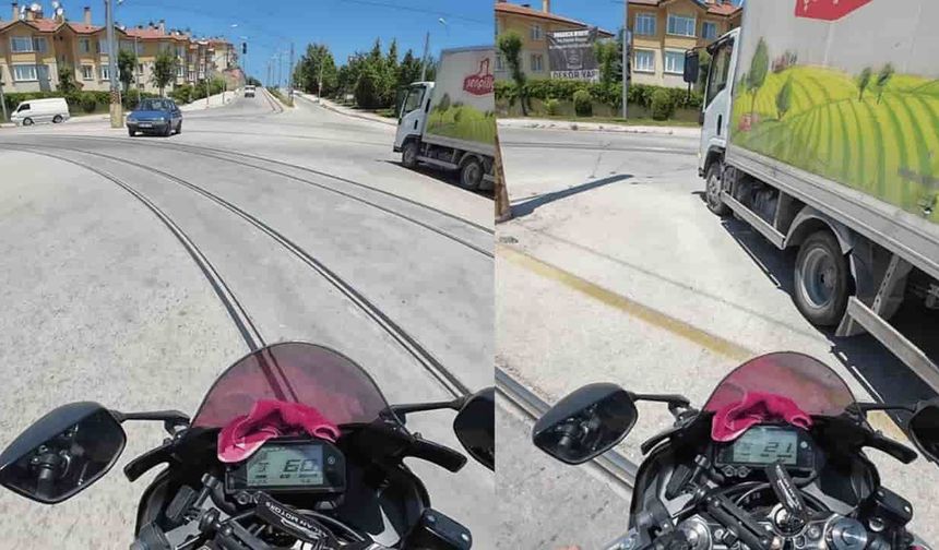 Eskişehir'de kamyon önüne kırdı, facia teğet geçti!