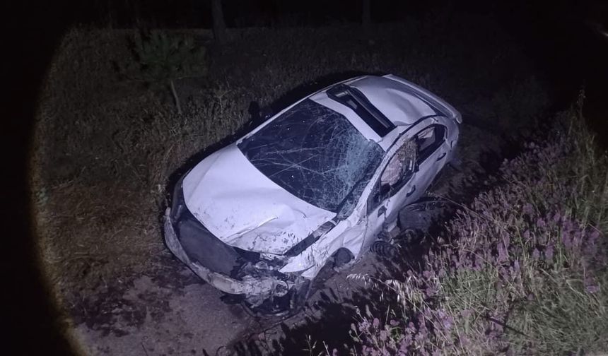 Sulama kanalına düşen otomobil hurdaya döndü: 1'i ağır 2 yaralı