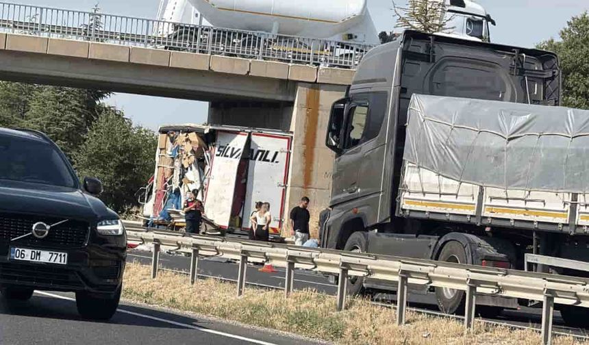 Eskişehir'de arızalı kamyonete tır çarptı