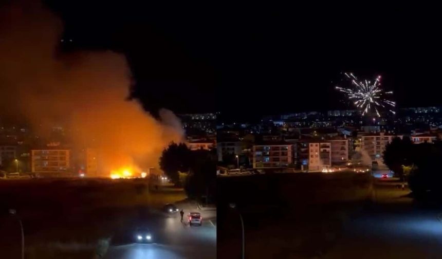 Emek Mahallesi'nde havai fişekler yangın çıkardı